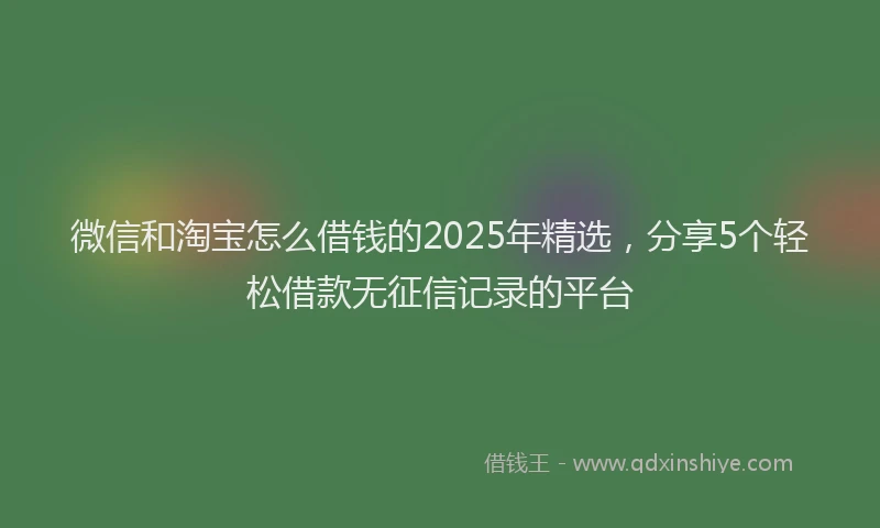 微信和淘宝怎么借钱的2025年精选，分享5个轻松借款无征信记录的平台