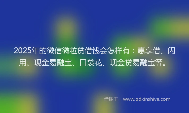 2025年的微信微粒贷借钱会怎样有：惠享借、闪用、现金易融宝、口袋花、现金贷易融宝等。