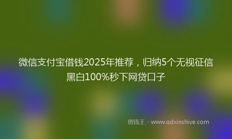 微信支付宝借钱2025年推荐，归纳5个无视征信黑白100%秒下网贷口子