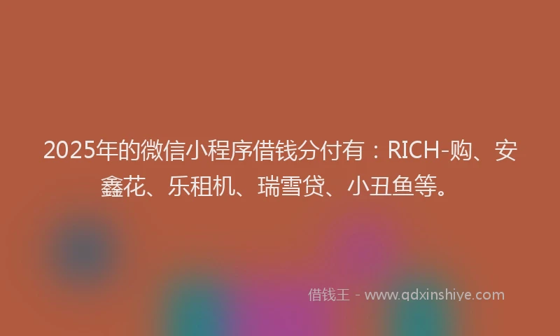 2025年的微信小程序借钱分付有：RICH-购、安鑫花、乐租机、瑞雪贷、小丑鱼等。