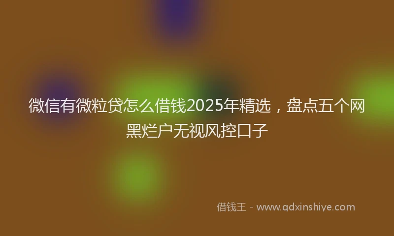 微信有微粒贷怎么借钱2025年精选，盘点五个网黑烂户无视风控口子