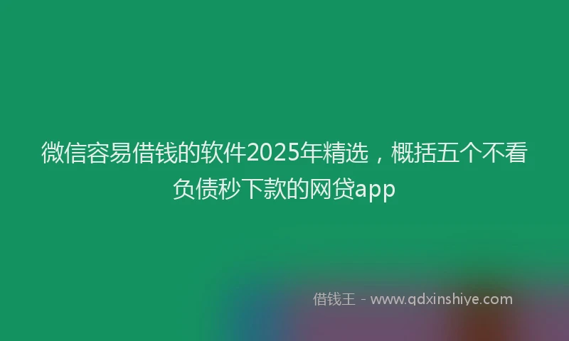 微信容易借钱的软件2025年精选，概括五个不看负债秒下款的网贷app