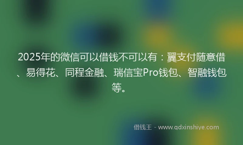 2025年的微信可以借钱不可以有：翼支付随意借、易得花、同程金融、瑞信宝Pro钱包、智融钱包等。