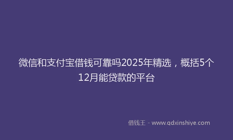 微信和支付宝借钱可靠吗2025年精选，概括5个12月能贷款的平台