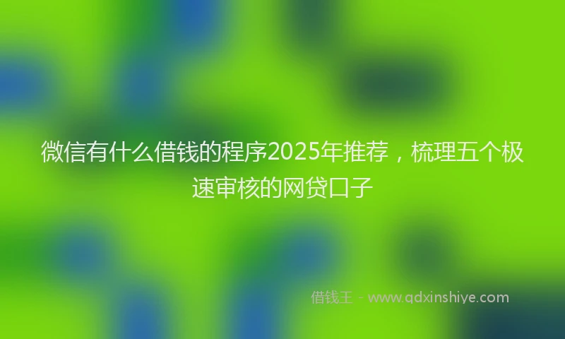 微信有什么借钱的程序2025年推荐，梳理五个极速审核的网贷口子