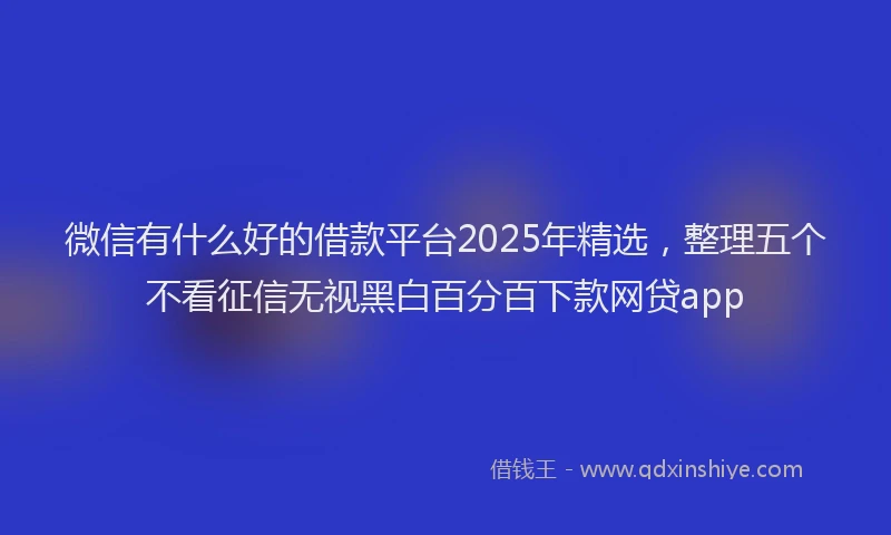 微信有什么好的借款平台2025年精选，整理五个不看征信无视黑白百分百下款网贷app