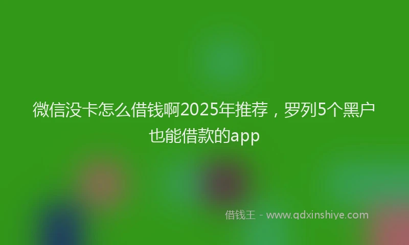 微信没卡怎么借钱啊2025年推荐，罗列5个黑户也能借款的app