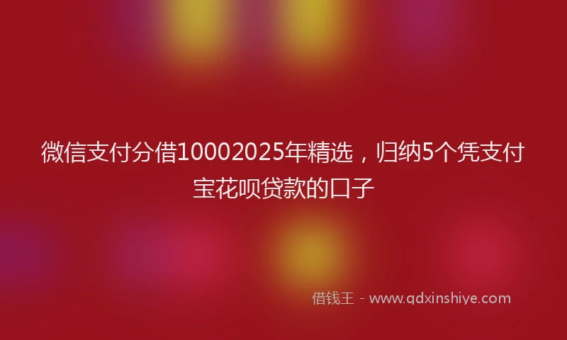 微信支付分借10002025年精选，归纳5个凭支付宝花呗贷款的口子