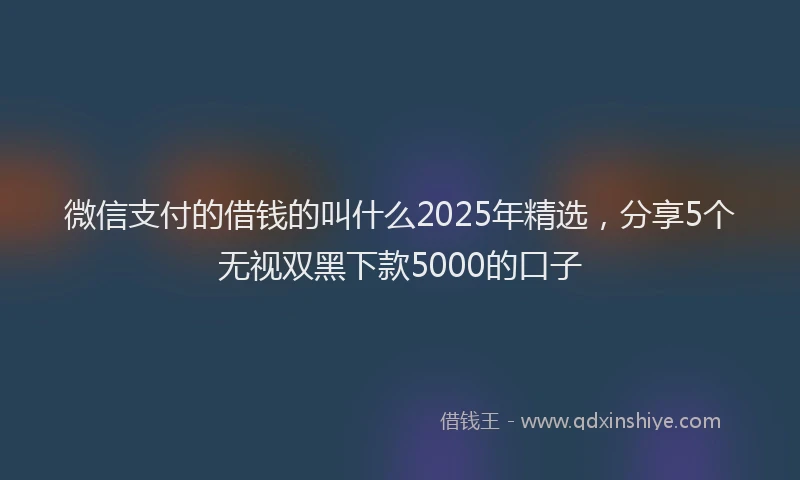 微信支付的借钱的叫什么2025年精选，分享5个无视双黑下款5000的口子
