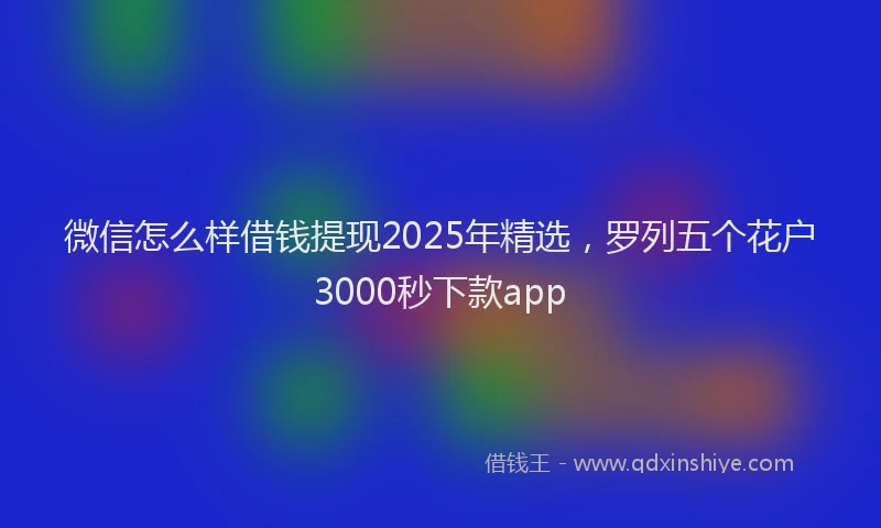 微信怎么样借钱提现2025年精选，罗列五个花户3000秒下款app
