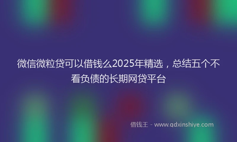 微信微粒贷可以借钱么2025年精选，总结五个不看负债的长期网贷平台