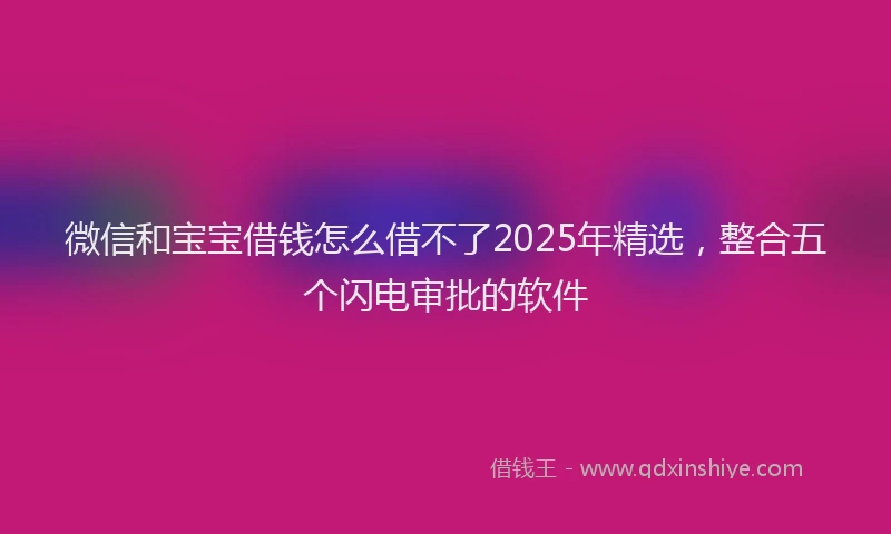 微信和宝宝借钱怎么借不了2025年精选，整合五个闪电审批的软件