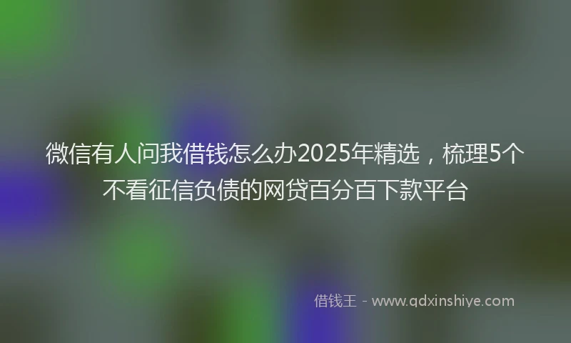微信有人问我借钱怎么办2025年精选，梳理5个不看征信负债的网贷百分百下款平台