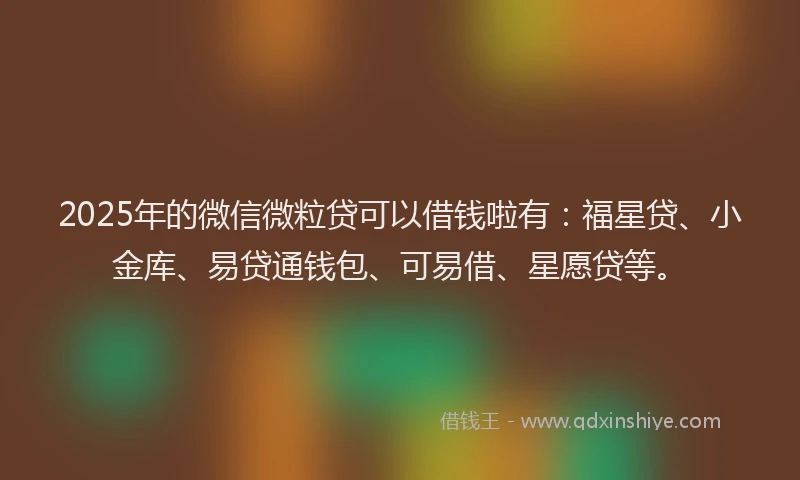 2025年的微信微粒贷可以借钱啦有：福星贷、小金库、易贷通钱包、可易借、星愿贷等。