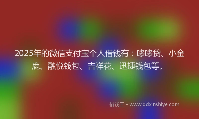 2025年的微信支付宝个人借钱有：哆哆贷、小金鹿、融悦钱包、吉祥花、迅捷钱包等。