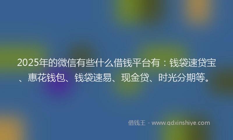 2025年的微信有些什么借钱平台有：钱袋速贷宝、惠花钱包、钱袋速易、现金贷、时光分期等。
