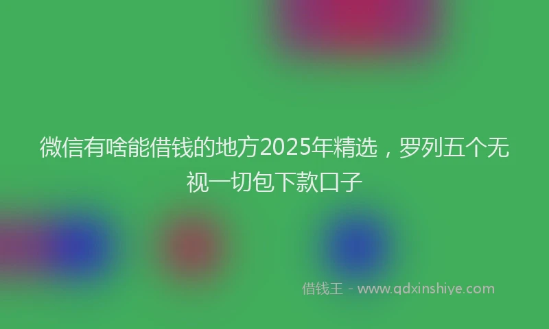 微信有啥能借钱的地方2025年精选，罗列五个无视一切包下款口子