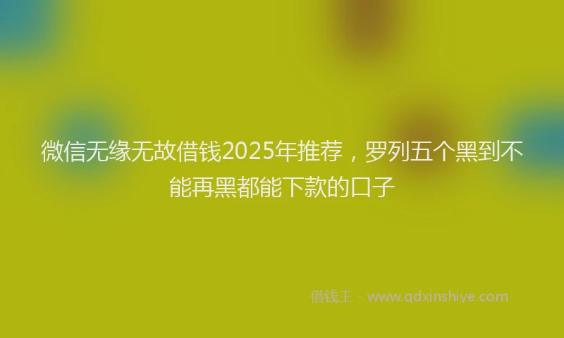微信无缘无故借钱2025年推荐，罗列五个黑到不能再黑都能下款的口子