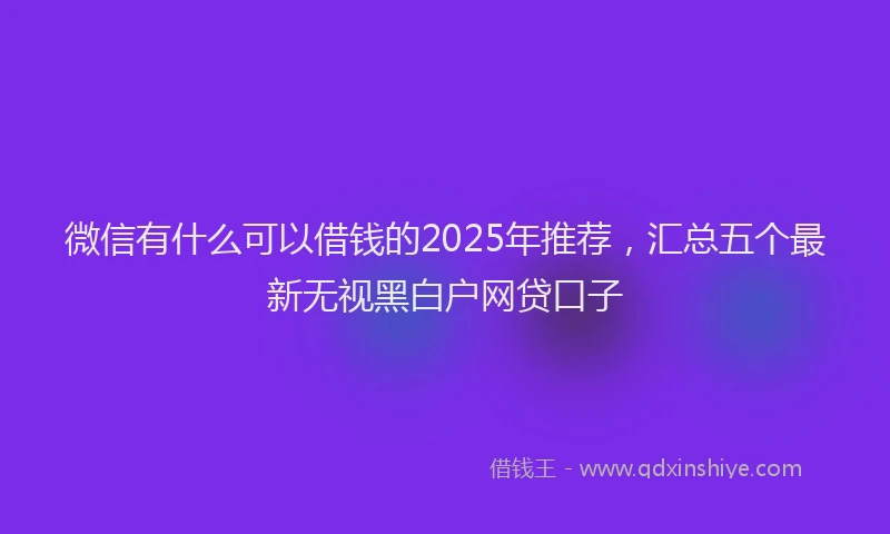 微信有什么可以借钱的2025年推荐，汇总五个最新无视黑白户网贷口子