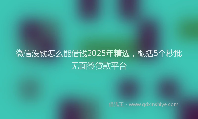 微信没钱怎么能借钱2025年精选，概括5个秒批无面签贷款平台