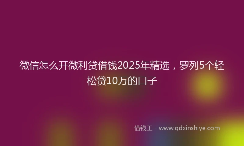 微信怎么开微利贷借钱2025年精选，罗列5个轻松贷10万的口子