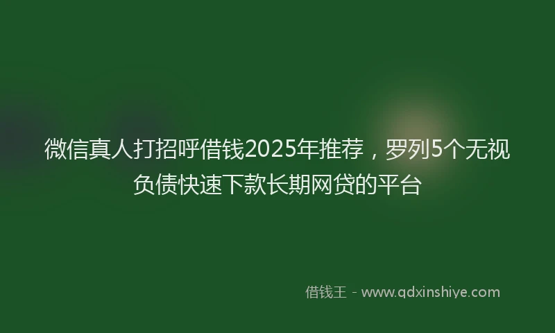 微信真人打招呼借钱2025年推荐，罗列5个无视负债快速下款长期网贷的平台