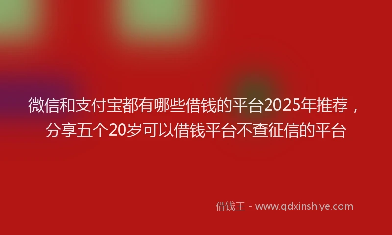 微信和支付宝都有哪些借钱的平台2025年推荐，分享五个20岁可以借钱平台不查征信的平台