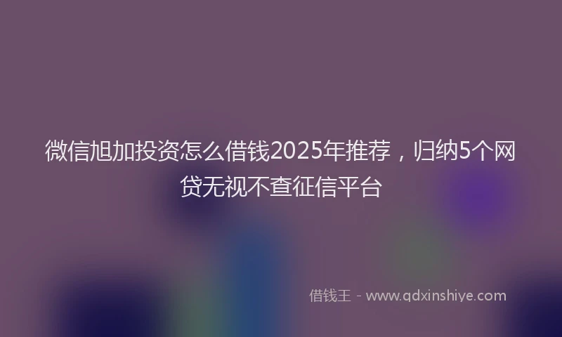 微信旭加投资怎么借钱2025年推荐，归纳5个网贷无视不查征信平台