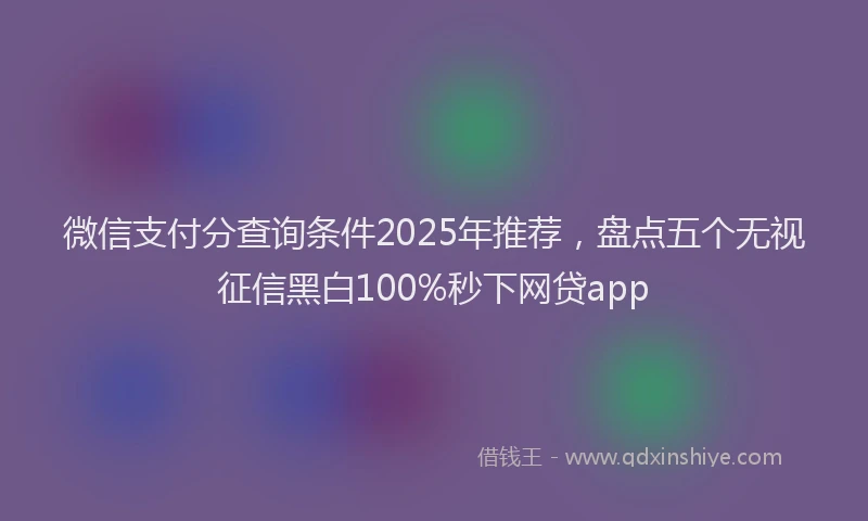 微信支付分查询条件2025年推荐，盘点五个无视征信黑白100%秒下网贷app