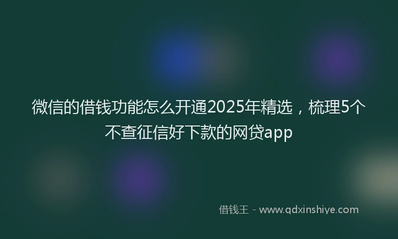 微信的借钱功能怎么开通2025年精选，梳理5个不查征信好下款的网贷app