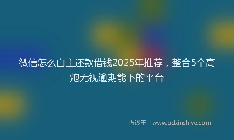 微信怎么自主还款借钱2025年推荐，整合5个高炮无视逾期能下的平台