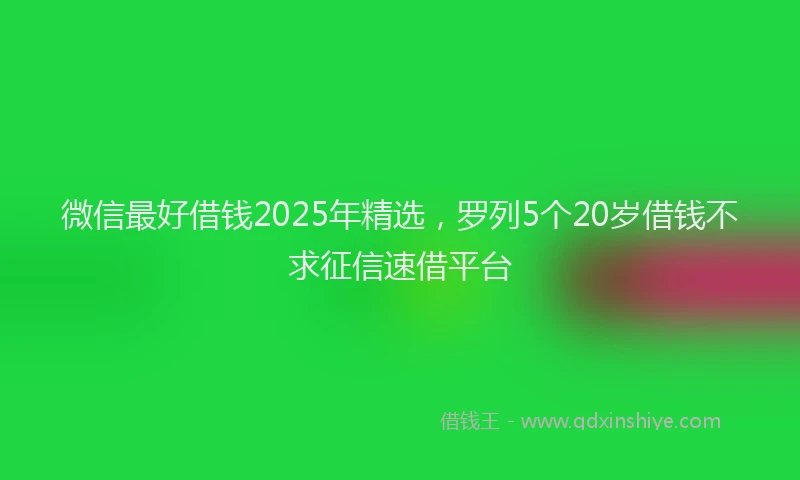 微信最好借钱2025年精选，罗列5个20岁借钱不求征信速借平台