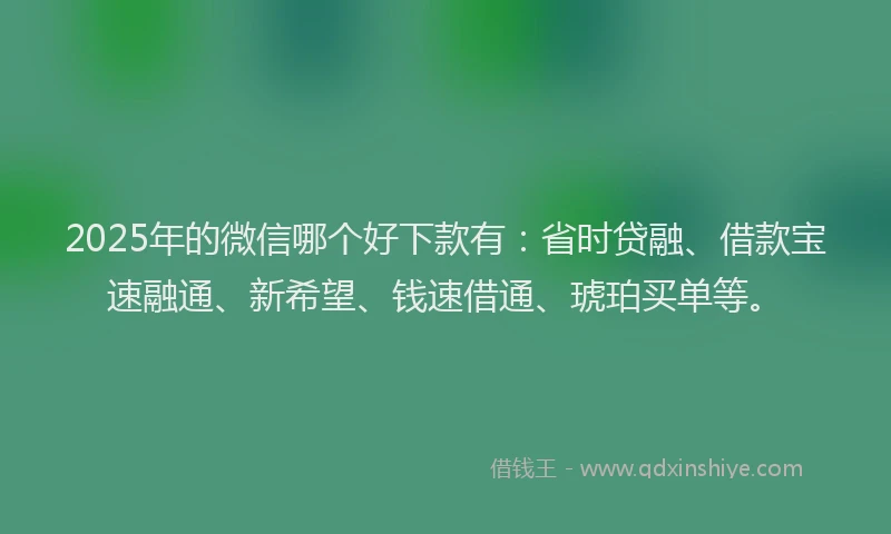 2025年的微信哪个好下款有：省时贷融、借款宝速融通、新希望、钱速借通、琥珀买单等。