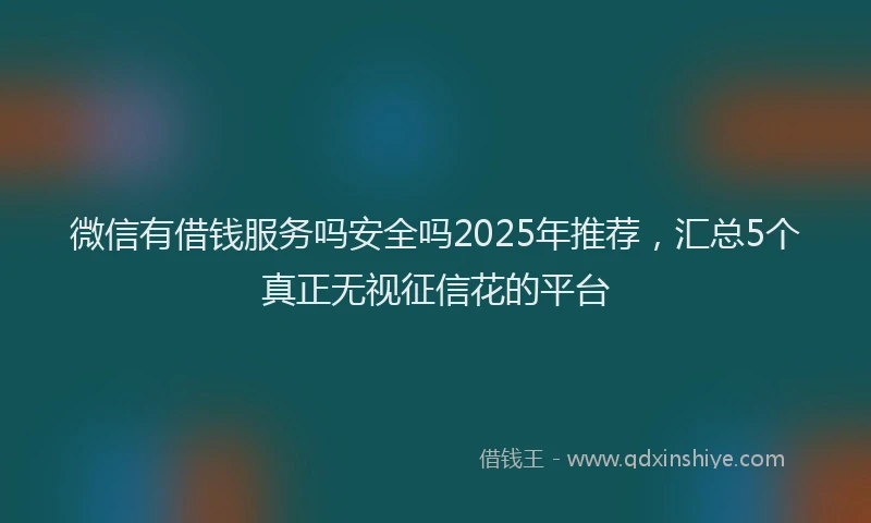 微信有借钱服务吗安全吗2025年推荐，汇总5个真正无视征信花的平台