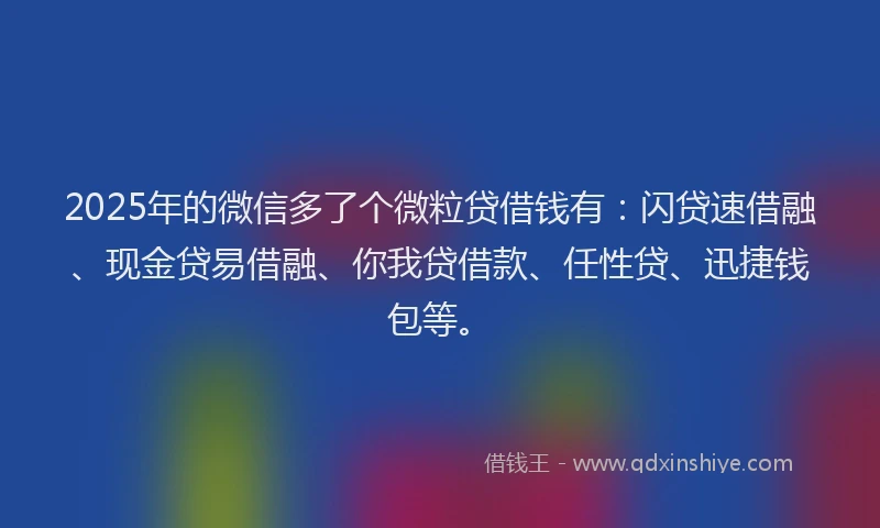 2025年的微信多了个微粒贷借钱有：闪贷速借融、现金贷易借融、你我贷借款、任性贷、迅捷钱包等。