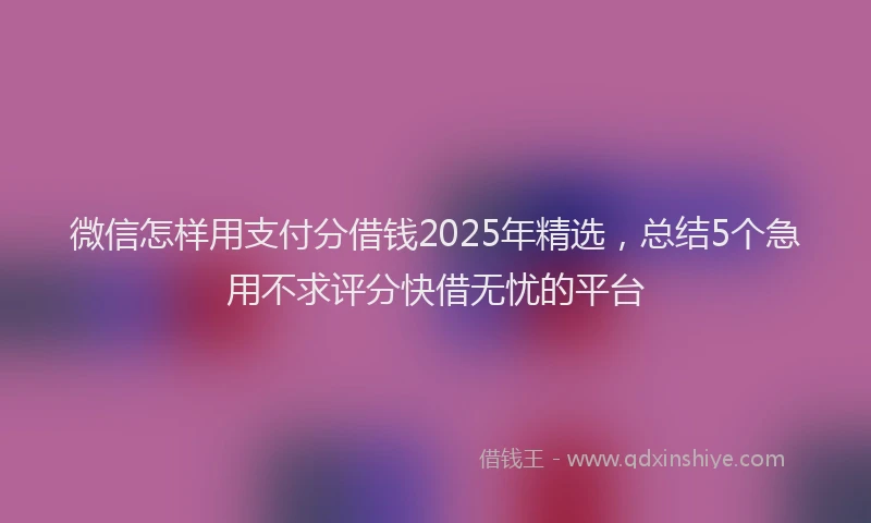 微信怎样用支付分借钱2025年精选，总结5个急用不求评分快借无忧的平台