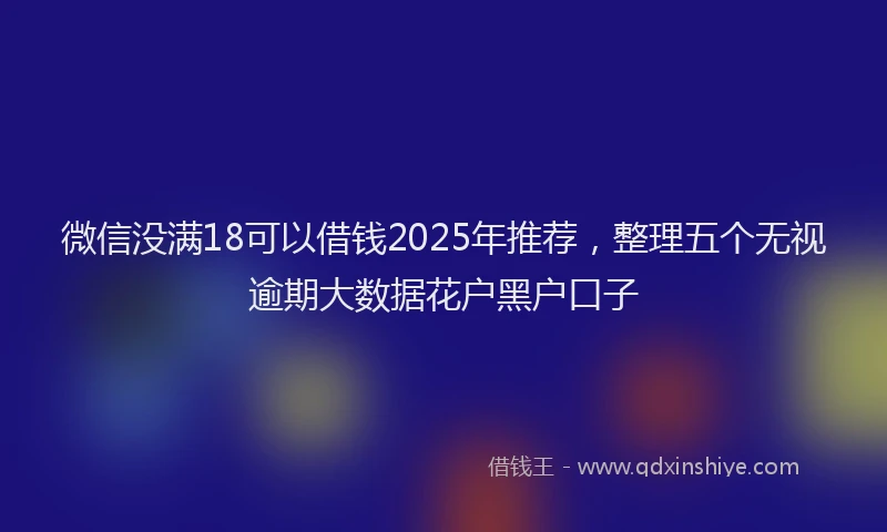 微信没满18可以借钱2025年推荐，整理五个无视逾期大数据花户黑户口子