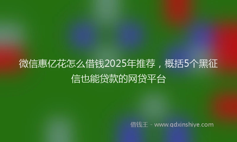 微信惠亿花怎么借钱2025年推荐，概括5个黑征信也能贷款的网贷平台