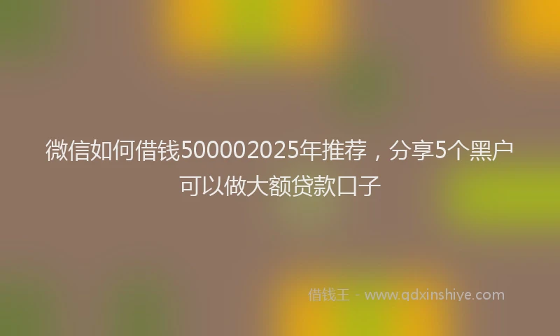 微信如何借钱500002025年推荐，分享5个黑户可以做大额贷款口子
