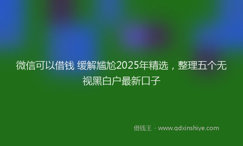 微信可以借钱 缓解尴尬2025年精选，整理五个无视黑白户最新口子