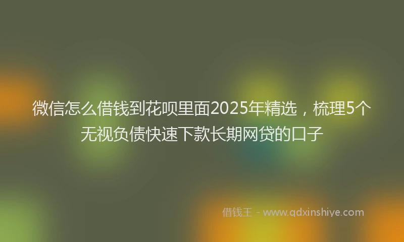 微信怎么借钱到花呗里面2025年精选，梳理5个无视负债快速下款长期网贷的口子
