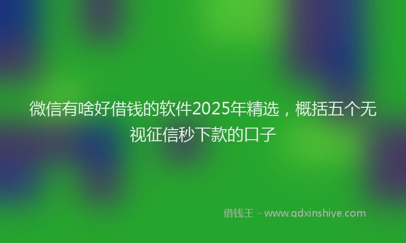 微信有啥好借钱的软件2025年精选，概括五个无视征信秒下款的口子