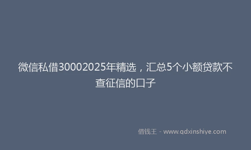 微信私借30002025年精选，汇总5个小额贷款不查征信的口子