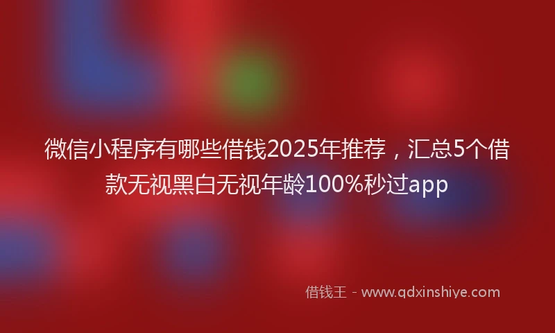 微信小程序有哪些借钱2025年推荐，汇总5个借款无视黑白无视年龄100%秒过app