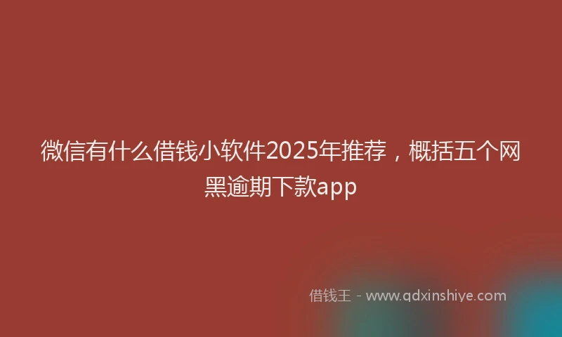 微信有什么借钱小软件2025年推荐，概括五个网黑逾期下款app
