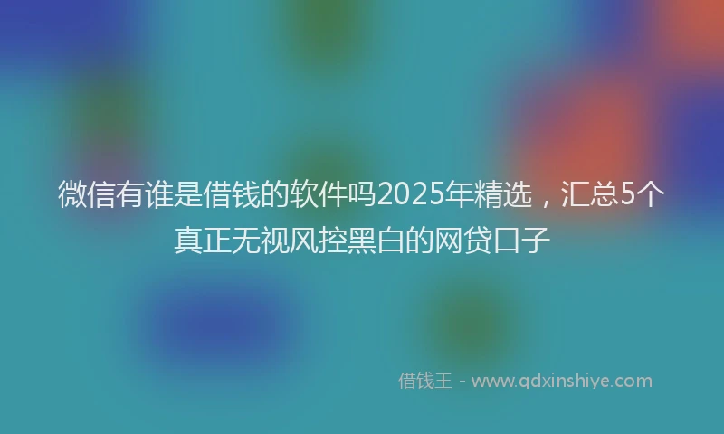 微信有谁是借钱的软件吗2025年精选，汇总5个真正无视风控黑白的网贷口子