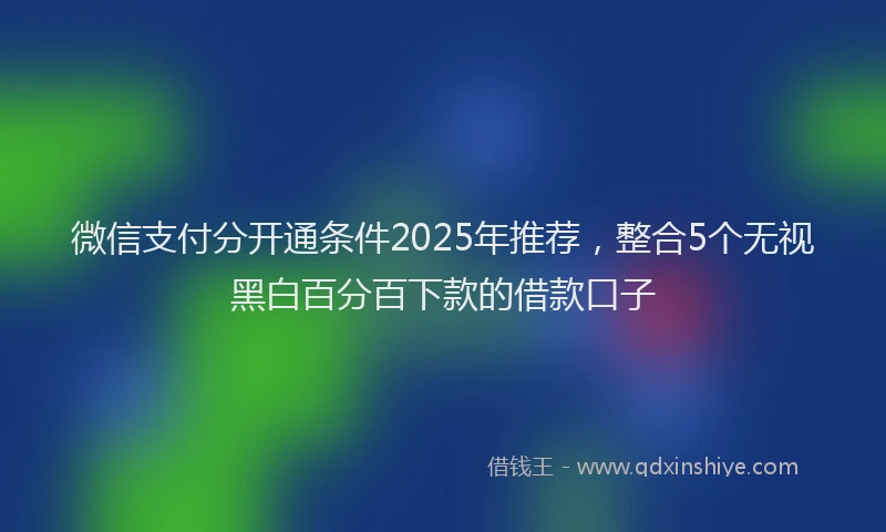 微信支付分开通条件2025年推荐，整合5个无视黑白百分百下款的借款口子