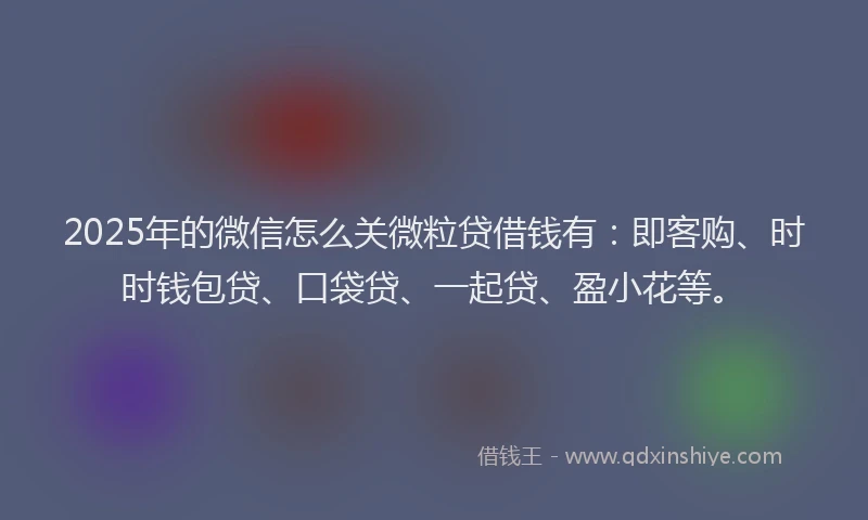 2025年的微信怎么关微粒贷借钱有：即客购、时时钱包贷、口袋贷、一起贷、盈小花等。