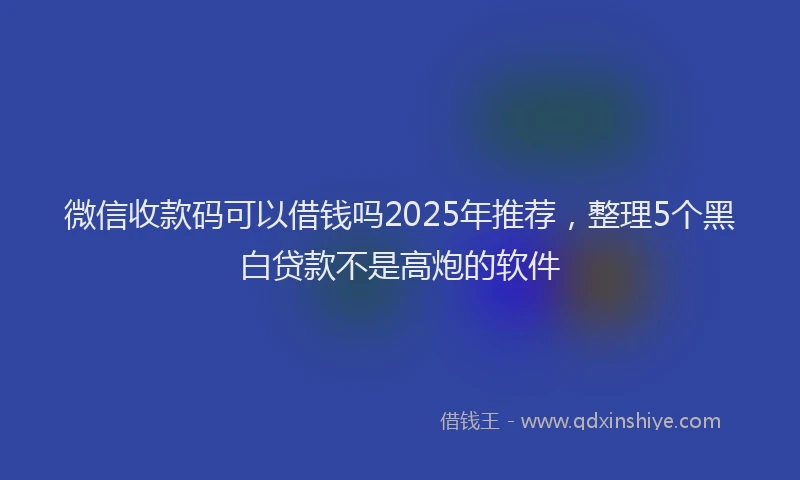 微信收款码可以借钱吗2025年推荐，整理5个黑白贷款不是高炮的软件