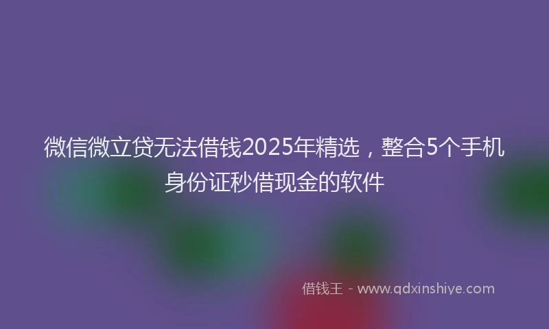 微信微立贷无法借钱2025年精选，整合5个手机身份证秒借现金的软件